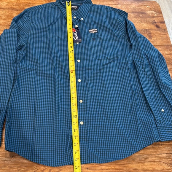 Chaps Classic Dark Blue Mens Long Sleeve Collared Button Gingham Shirt XL NWT - Picture 11 of 13